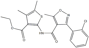 ethyl 2-({[3-(2-chlorophenyl)-5-methyl-4-isoxazolyl]carbonyl}amino)-4,5-dimethyl-3-thiophenecarboxylate 结构式