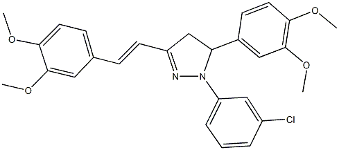 1-(3-chlorophenyl)-5-(3,4-dimethoxyphenyl)-3-[2-(3,4-dimethoxyphenyl)vinyl]-4,5-dihydro-1H-pyrazole 结构式