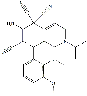 6-amino-8-(2,3-dimethoxyphenyl)-2-isopropyl-2,3,8,8a-tetrahydro-5,5,7(1H)-isoquinolinetricarbonitrile 结构式