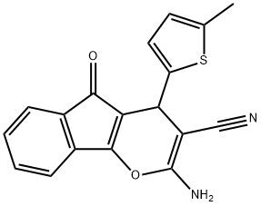 2-amino-4-(5-methyl-2-thienyl)-5-oxo-4,5-dihydroindeno[1,2-b]pyran-3-carbonitrile 结构式