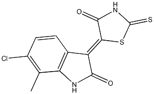 6-chloro-7-methyl-3-(4-oxo-2-thioxo-1,3-thiazolidin-5-ylidene)-1,3-dihydro-2H-indol-2-one 结构式