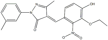 4-{3-ethoxy-4-hydroxy-2-nitrobenzylidene}-5-methyl-2-(3-methylphenyl)-2,4-dihydro-3H-pyrazol-3-one 结构式