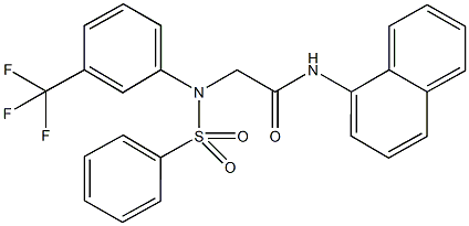 N-(1-naphthyl)-2-[(phenylsulfonyl)-3-(trifluoromethyl)anilino]acetamide 结构式