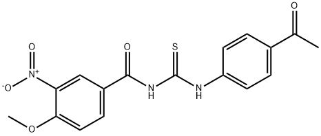 N-(4-acetylphenyl)-N'-{3-nitro-4-methoxybenzoyl}thiourea 结构式