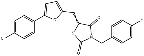 5-{[5-(4-chlorophenyl)-2-furyl]methylene}-3-(4-fluorobenzyl)-1,3-thiazolidine-2,4-dione 结构式