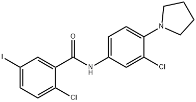 2-chloro-N-[3-chloro-4-(1-pyrrolidinyl)phenyl]-5-iodobenzamide 结构式