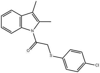 1-{[(4-chlorophenyl)sulfanyl]acetyl}-2,3-dimethyl-1H-indole 结构式