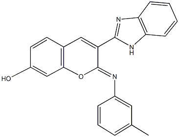 3-(1H-benzimidazol-2-yl)-2-[(3-methylphenyl)imino]-2H-chromen-7-ol 结构式