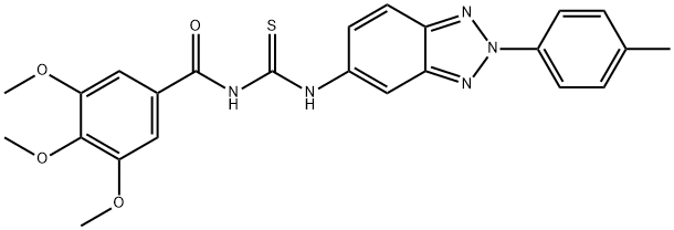 N-[2-(4-methylphenyl)-2H-1,2,3-benzotriazol-5-yl]-N'-(3,4,5-trimethoxybenzoyl)thiourea 结构式