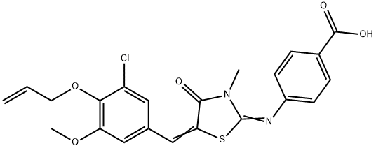 4-({5-[4-(allyloxy)-3-chloro-5-methoxybenzylidene]-3-methyl-4-oxo-1,3-thiazolidin-2-ylidene}amino)benzoic acid 结构式