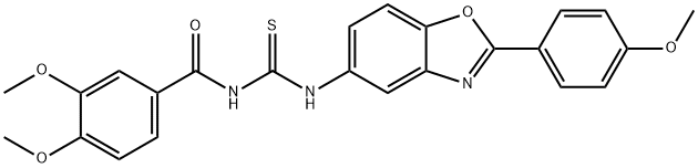 N-(3,4-dimethoxybenzoyl)-N'-[2-(4-methoxyphenyl)-1,3-benzoxazol-5-yl]thiourea 结构式