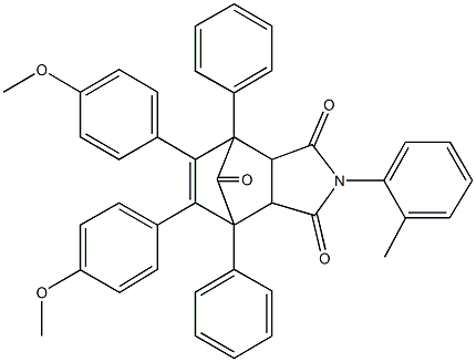 8,9-bis(4-methoxyphenyl)-4-(2-methylphenyl)-1,7-diphenyl-4-azatricyclo[5.2.1.0~2,6~]dec-8-ene-3,5,10-trione 结构式