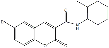 6-bromo-N-(2-methylcyclohexyl)-2-oxo-2H-chromene-3-carboxamide 结构式