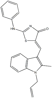 5-[(1-allyl-2-methyl-1H-indol-3-yl)methylene]-2-anilino-1,3-thiazol-4(5H)-one 结构式