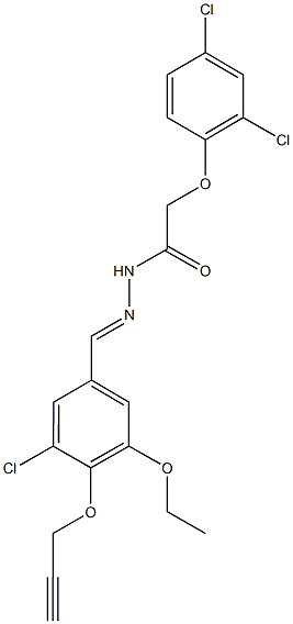 N'-[3-chloro-5-ethoxy-4-(2-propynyloxy)benzylidene]-2-(2,4-dichlorophenoxy)acetohydrazide 结构式