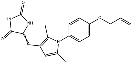 5-({1-[4-(allyloxy)phenyl]-2,5-dimethyl-1H-pyrrol-3-yl}methylene)-2,4-imidazolidinedione 结构式