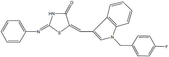 5-{[1-(4-fluorobenzyl)-1H-indol-3-yl]methylene}-2-(phenylimino)-1,3-thiazolidin-4-one 结构式