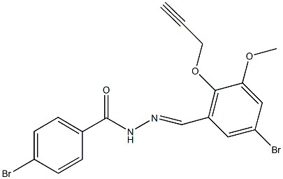 4-bromo-N'-[5-bromo-3-methoxy-2-(2-propynyloxy)benzylidene]benzohydrazide 结构式