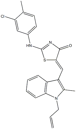 5-[(1-allyl-2-methyl-1H-indol-3-yl)methylene]-2-(3-chloro-4-methylanilino)-1,3-thiazol-4(5H)-one 结构式