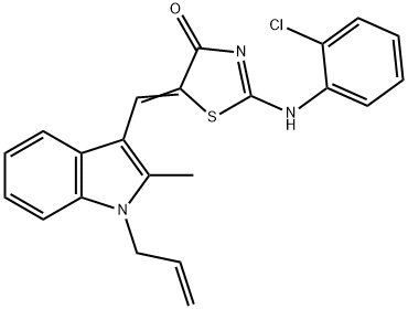 5-[(1-allyl-2-methyl-1H-indol-3-yl)methylene]-2-(2-chloroanilino)-1,3-thiazol-4(5H)-one 结构式
