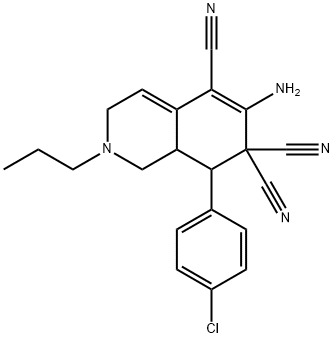 6-amino-8-(4-chlorophenyl)-2-propyl-2,3,8,8a-tetrahydro-5,7,7(1H)-isoquinolinetricarbonitrile 结构式