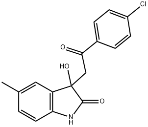 3-[2-(4-chlorophenyl)-2-oxoethyl]-3-hydroxy-5-methyl-1,3-dihydro-2H-indol-2-one 结构式