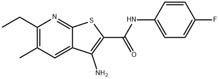 3-amino-6-ethyl-N-(4-fluorophenyl)-5-methylthieno[2,3-b]pyridine-2-carboxamide 结构式