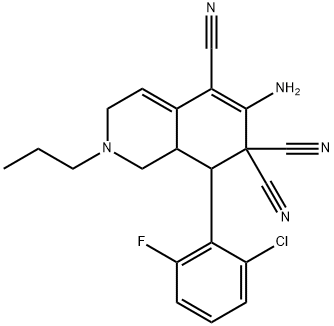 6-amino-8-(2-chloro-6-fluorophenyl)-2-propyl-2,3,8,8a-tetrahydroisoquinoline-5,7,7(1H)-tricarbonitrile 结构式