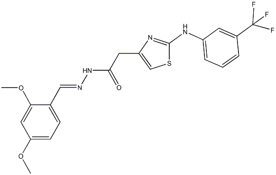 N'-(2,4-dimethoxybenzylidene)-2-{2-[3-(trifluoromethyl)anilino]-1,3-thiazol-4-yl}acetohydrazide 结构式