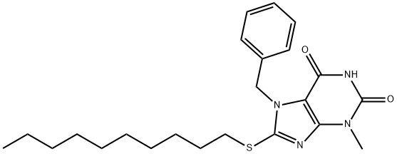 7-benzyl-8-(decylsulfanyl)-3-methyl-3,7-dihydro-1H-purine-2,6-dione 结构式