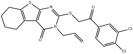 3-allyl-2-{[2-(3,4-dichlorophenyl)-2-oxoethyl]sulfanyl}-5,6,7,8-tetrahydro[1]benzothieno[2,3-d]pyrimidin-4(3H)-one 结构式