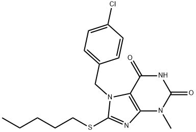 7-(4-chlorobenzyl)-3-methyl-8-(pentylsulfanyl)-3,7-dihydro-1H-purine-2,6-dione 结构式