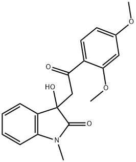 3-[2-(2,4-dimethoxyphenyl)-2-oxoethyl]-3-hydroxy-1-methyl-1,3-dihydro-2H-indol-2-one 结构式