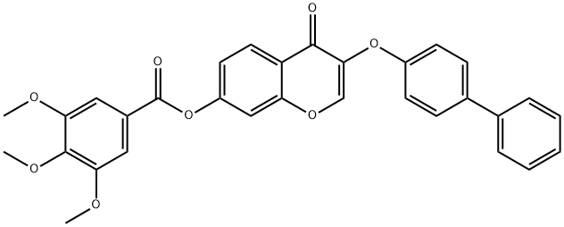 3-([1,1'-biphenyl]-4-yloxy)-4-oxo-4H-chromen-7-yl 3,4,5-trimethoxybenzoate 结构式