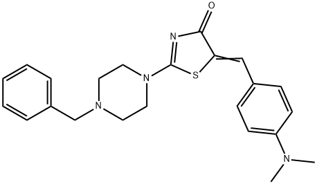 2-(4-benzyl-1-piperazinyl)-5-[4-(dimethylamino)benzylidene]-1,3-thiazol-4(5H)-one 结构式