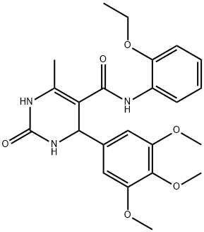 N-(2-ethoxyphenyl)-6-methyl-2-oxo-4-(3,4,5-trimethoxyphenyl)-1,2,3,4-tetrahydropyrimidine-5-carboxamide 结构式