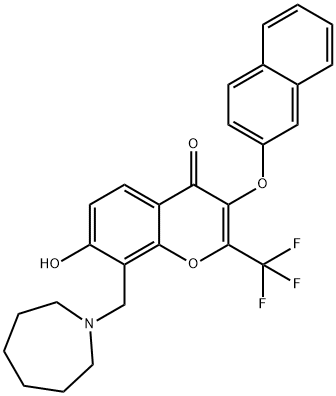 8-(1-azepanylmethyl)-7-hydroxy-3-(2-naphthyloxy)-2-(trifluoromethyl)-4H-chromen-4-one 结构式