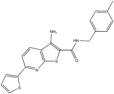 3-amino-N-[(4-methylphenyl)methyl]-6-thien-2-ylthieno[2,3-b]pyridine-2-carboxamide 结构式