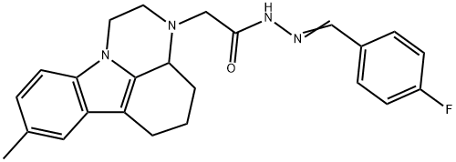 N'-(4-fluorobenzylidene)-2-(8-methyl-1,2,3a,4,5,6-hexahydro-3H-pyrazino[3,2,1-jk]carbazol-3-yl)acetohydrazide 结构式