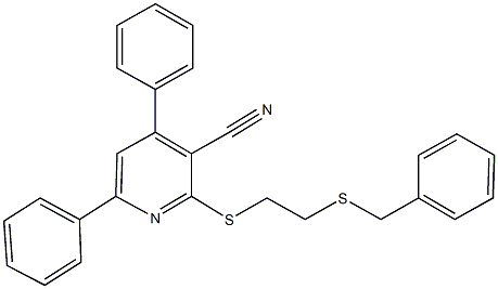 4,6-diphenyl-2-{[2-(phenylsulfanyl)ethyl]sulfanyl}nicotinonitrile 结构式