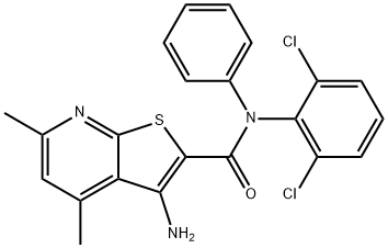 3-Amino-2-[N-(2,6-dichlorophenyl)-N-phenylcarbamoyl]-4,6-dimethylthieno[2,3-b]pyridine 结构式