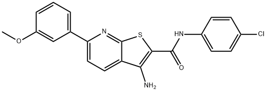3-amino-N-(4-chlorophenyl)-6-(3-methoxyphenyl)thieno[2,3-b]pyridine-2-carboxamide 结构式