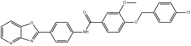 4-[(4-chlorobenzyl)oxy]-3-methoxy-N-(4-[1,3]oxazolo[4,5-b]pyridin-2-ylphenyl)benzamide 结构式