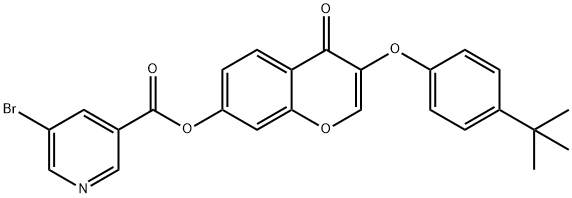 3-(4-tert-butylphenoxy)-4-oxo-4H-chromen-7-yl 5-bromonicotinate 结构式