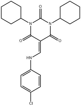 5-[(4-chloroanilino)methylene]-1,3-dicyclohexyl-2,4,6(1H,3H,5H)-pyrimidinetrione 结构式