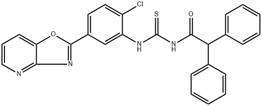 N-(2-chloro-5-[1,3]oxazolo[4,5-b]pyridin-2-ylphenyl)-N'-(diphenylacetyl)thiourea 结构式