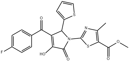 methyl 2-[3-(4-fluorobenzoyl)-4-hydroxy-5-oxo-2-(2-thienyl)-2,5-dihydro-1H-pyrrol-1-yl]-4-methyl-1,3-thiazole-5-carboxylate 结构式