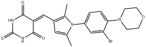 5-({1-[3-bromo-4-(4-morpholinyl)phenyl]-2,5-dimethyl-1H-pyrrol-3-yl}methylene)-2-thioxodihydro-4,6(1H,5H)-pyrimidinedione 结构式