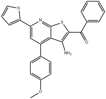 {3-amino-4-[4-(methyloxy)phenyl]-6-thien-2-ylthieno[2,3-b]pyridin-2-yl}(phenyl)methanone 结构式