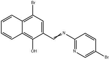 4-bromo-2-{[(5-bromo-2-pyridinyl)imino]methyl}-1-naphthol 结构式